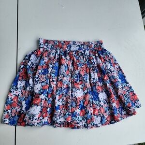 Aeropostale Skirt Women Blue Red Floral Full Short Mini Pull On Elastic Waist XS